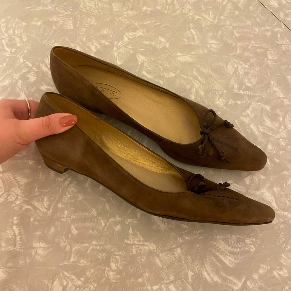 Talbots Brown Suede Bow Detail Flats — Great Preloved Condition